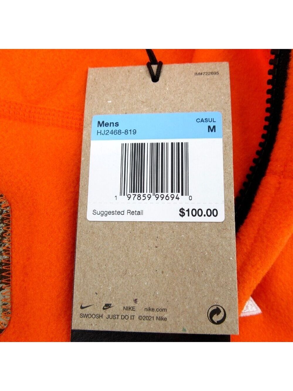 Nike ACG Wolf Tree Thermal Vest Polartec Orange Mens Size Medium NEW - Picture 13 of 15
